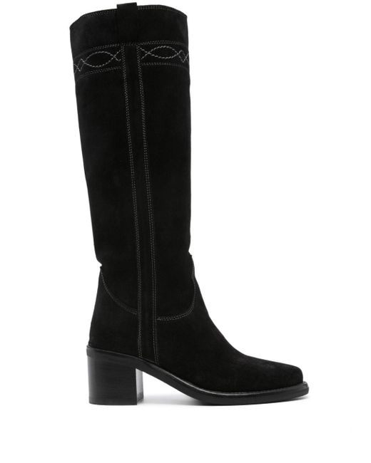 Ash Black Suede Leather Heel Boots