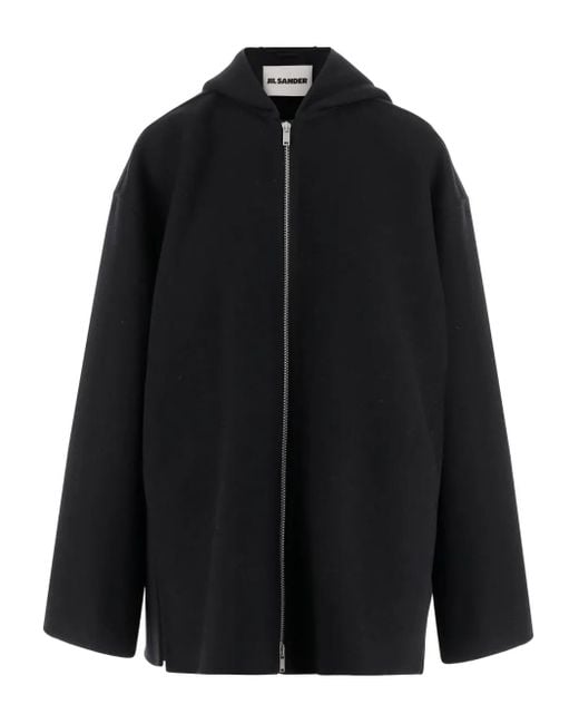 Veste En Laine À Capuche Jil Sander en coloris Black