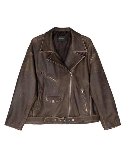 Manokhi Brown Jake Leather Jacket
