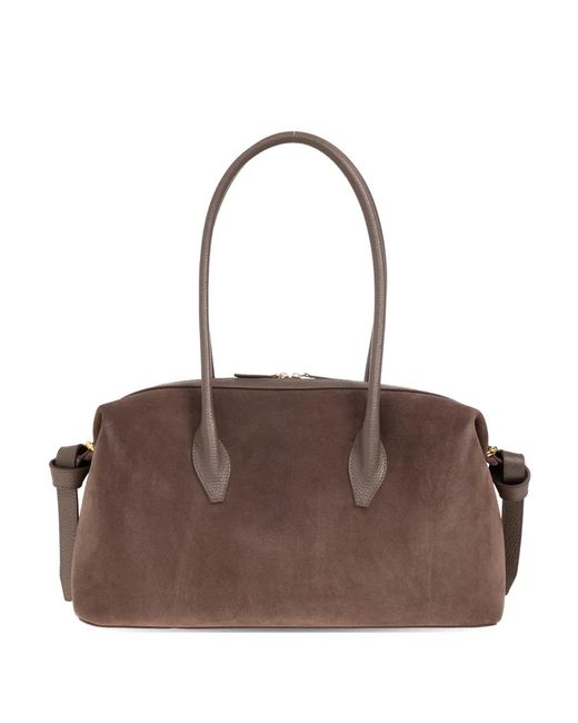 Yuzefi Brown Brioche Suede-Finish Tote Bag