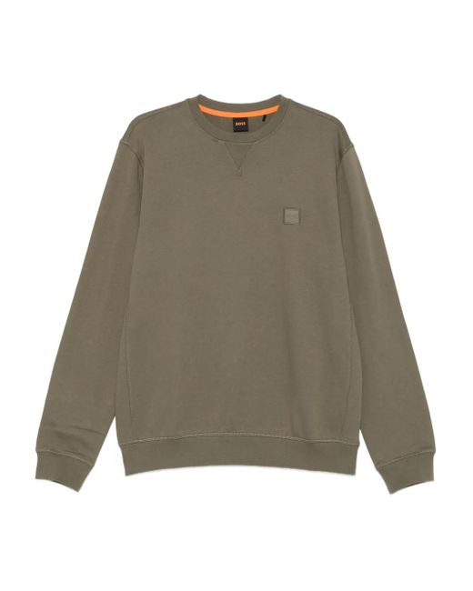 Boss Green Logo-Patch Crew-Neck Sweater for men