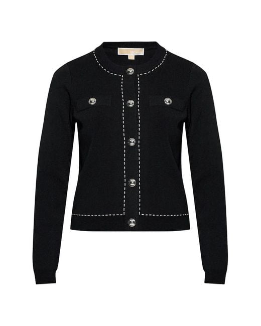MICHAEL Michael Kors Black Cardigan À Détails De Clous Et De Poches Décoratives