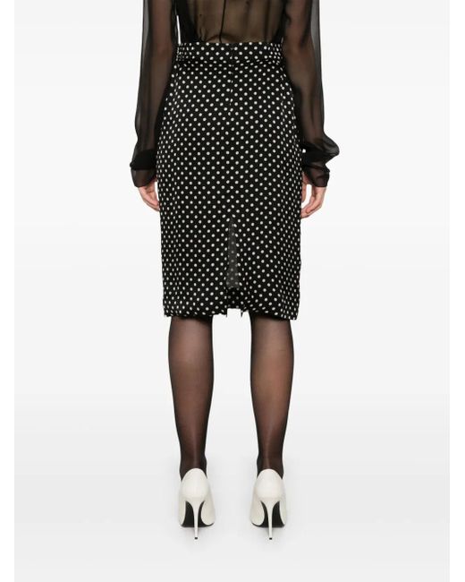 Saint Laurent Black Polka Dot Pattern Skirt