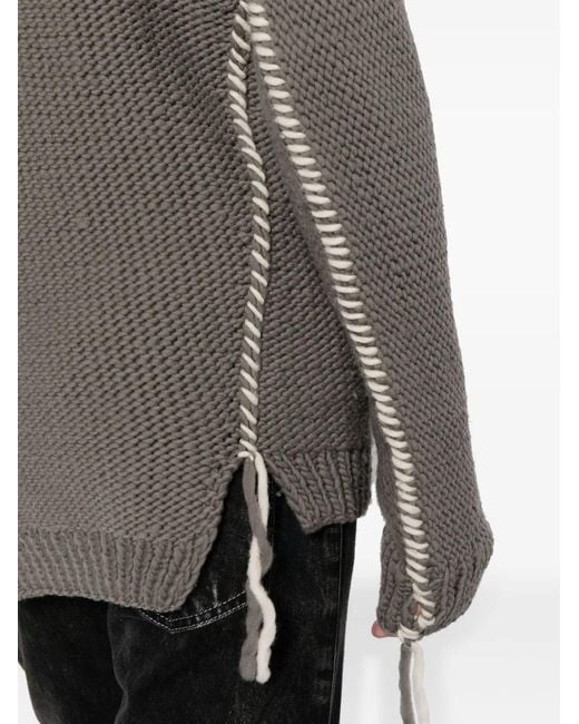 Boris Bidjan Saberi Gray Whipstitch-Detail Merino Jumper for men