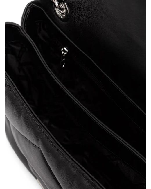 ARMANI EXCHANGE Black Quilted Logo-Plaque Shoulder Bag