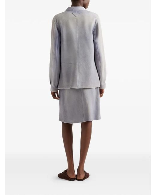 Prada Gray Button-Up Patch-Pocket Skirt