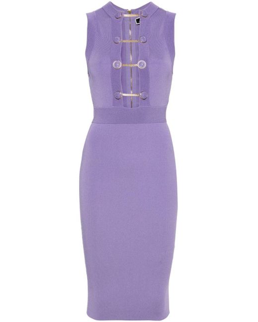 Robe mi-longue à détail de chaîne Elisabetta Franchi en coloris Purple