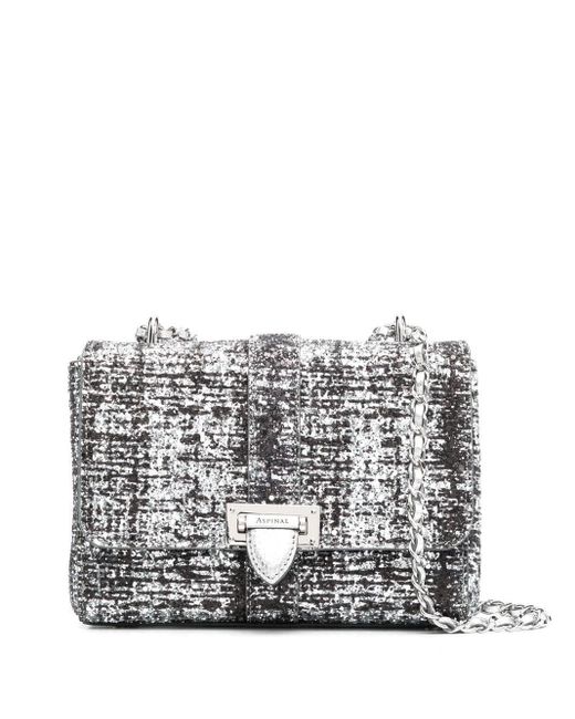 Aspinal Gray Lottie Tweed Shoulder Bag