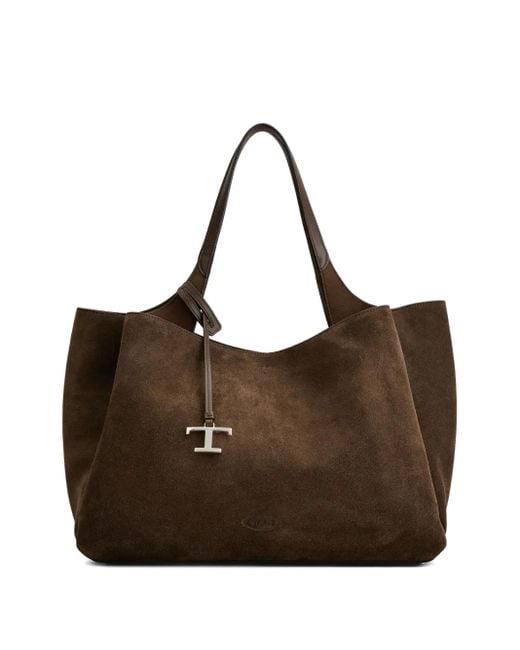 Tod's Brown Dark Suede Leather Top Handle Bag