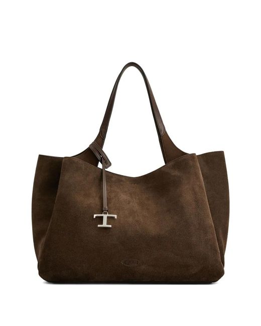 Tod's Brown Dark Suede Leather Top Handle Bag