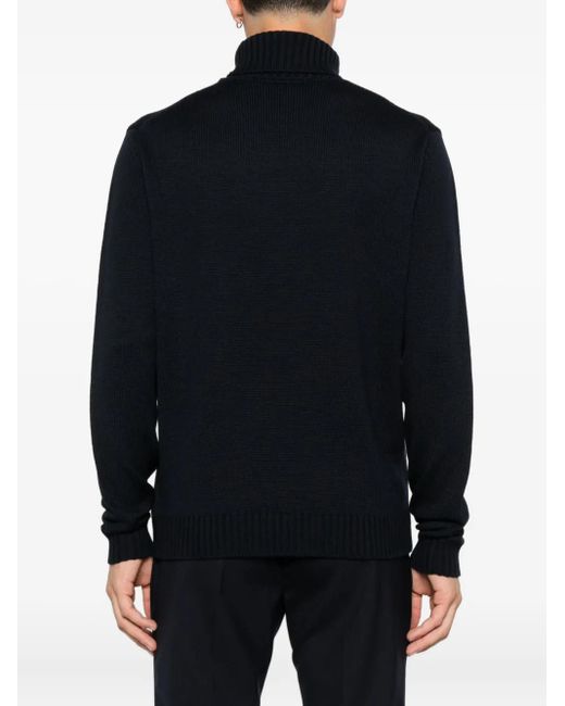 Jersey de lana con cuello alto Zanone de hombre de color Black