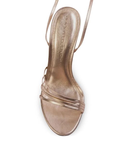Black Suede Studio White Ella Metallic Multi-Strap Sandals