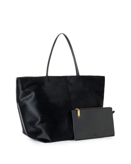 Elisabetta Franchi Black Large Leather Tote Bag