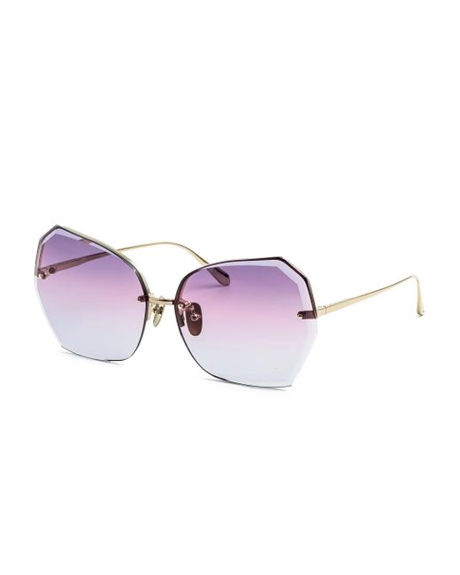 Linda Farrow Purple Geometric-Frame Sunglasses
