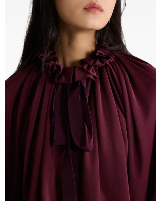Patou Purple Ruffled Satin Blouse