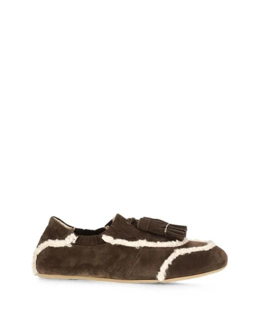 Fratelli Rossetti Brown Tassel Shearling-Trim Loafers