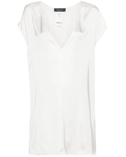 Fabiana Filippi White Sleeveless Satin Tunic