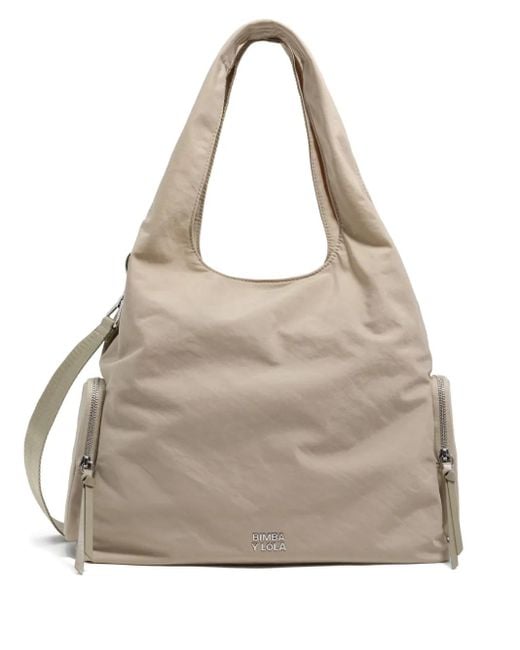 Bimba Y Lola Natural Paper Zip-Pocket Shoulder Bag