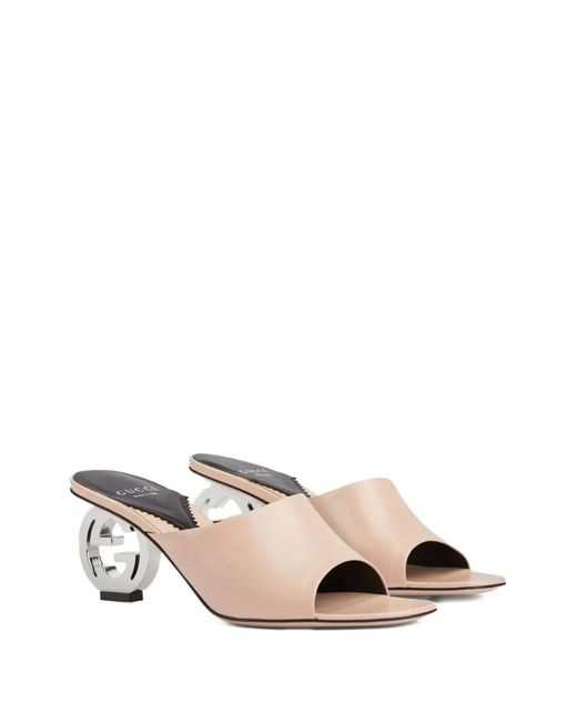 Gucci Natural Heeled Mules