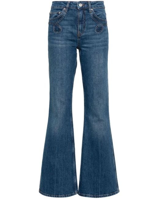 Maje Blue Mid-rise Flared Jeans