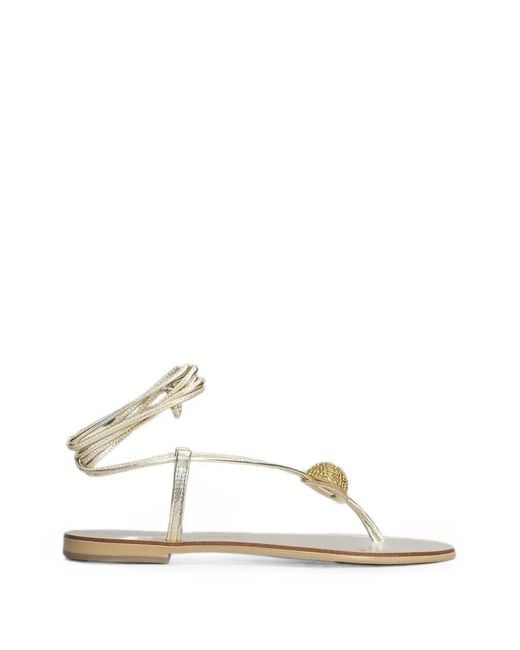 NICOLAS LAINAS White Embellished Wrap-Around Sandals