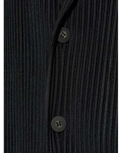Homme Plissé Issey Miyake Black Plissé-Effect Notched-Lapel Jacket for men