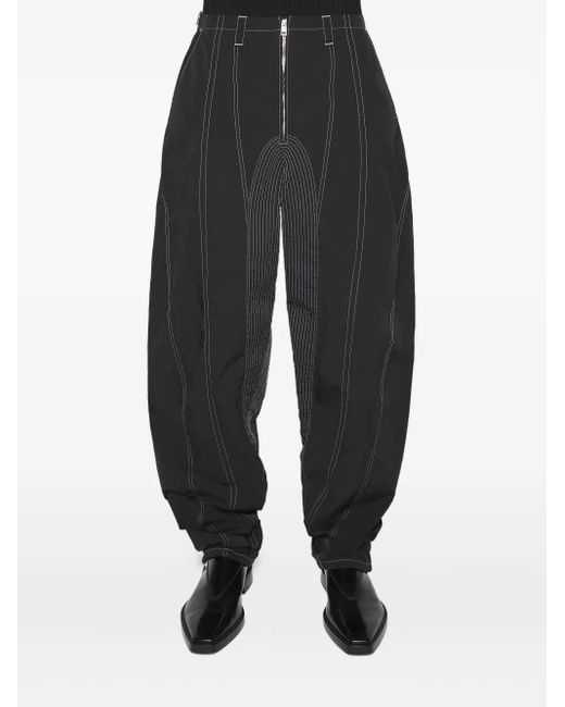 Mugler Black Panelled Zip Trousers for men