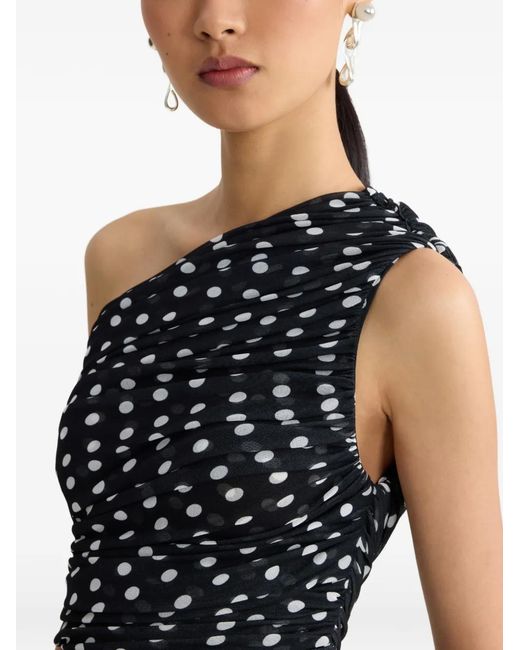 Patou Blue Polka-Dot Asymmetric Mini Dress
