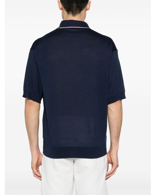Prada Blue Logo-embroidered Polo Shirt for men