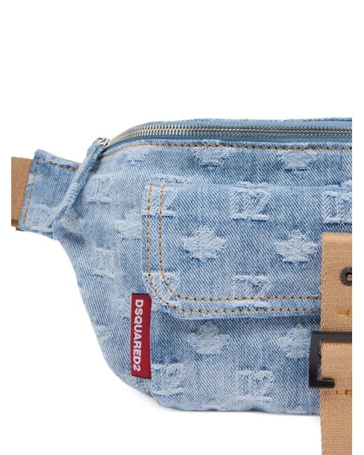 DSquared² Blue Denim Cotton Calf Belt Bag for men