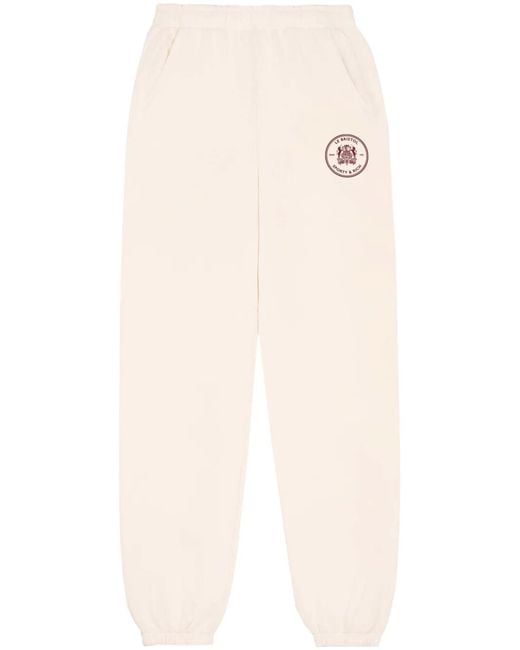 Sporty & Rich Natural Bristol Crest Cotton Track Pants