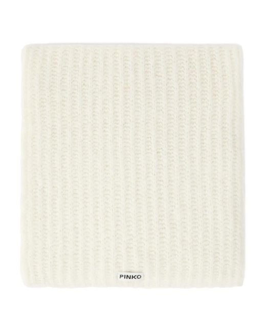 Pinko Natural Ribbed-Knit Scarf