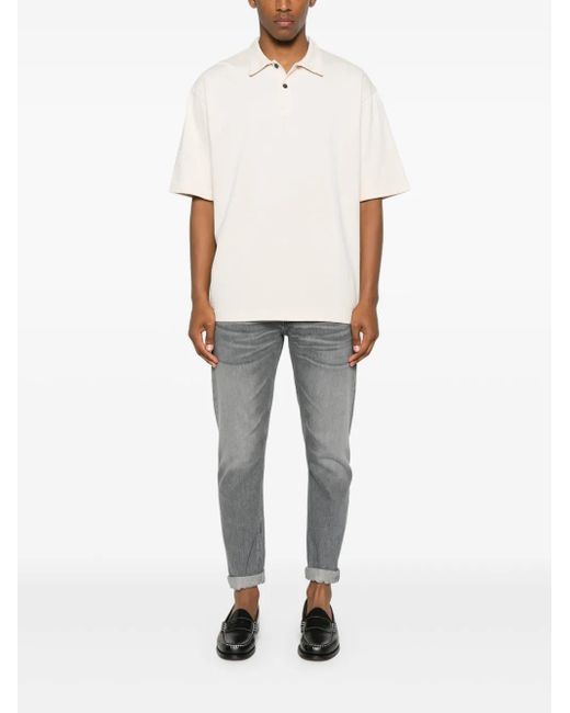 White Sand White Cotton Polo Shirt for men