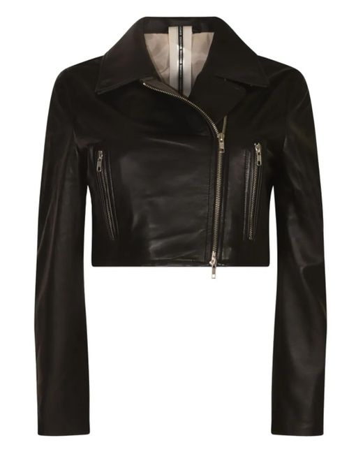 S.W.O.R.D Black Cropped Zip-Front Leather Jacket