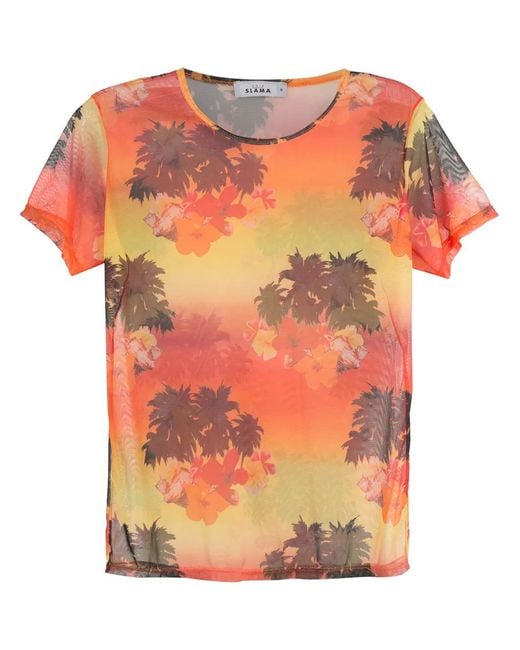 Amir Slama Orange T-Shirt À Imprimé Tropical for men