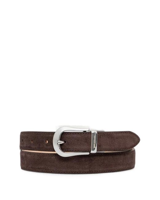 Paul & Shark Brown Suede-Finish Buckle-Fastening Belt