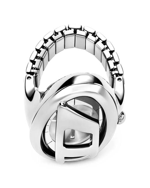 DIESEL White D-Era Stainless Steel Ring Watch