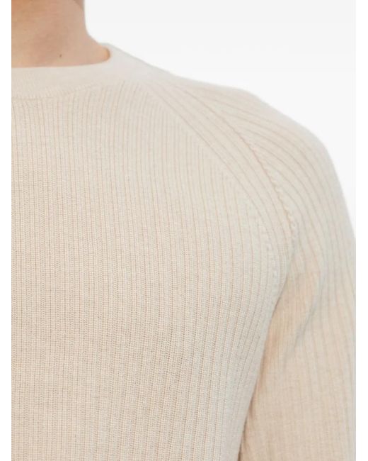 Paul Smith White Ribbed Crew-Neck Knit Sweater for men