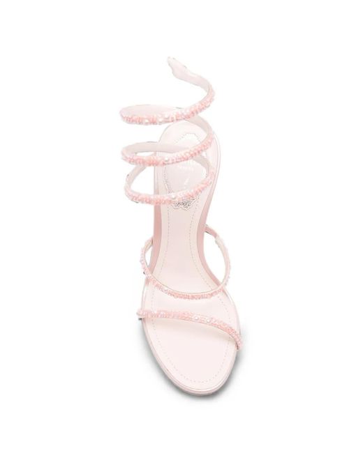 Rene Caovilla White Cleo Crystal-Embellished Sandals