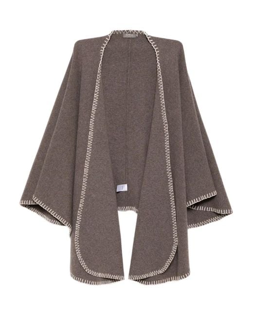 N.Peal Cashmere ミラノステッチトリム ケープ Brown