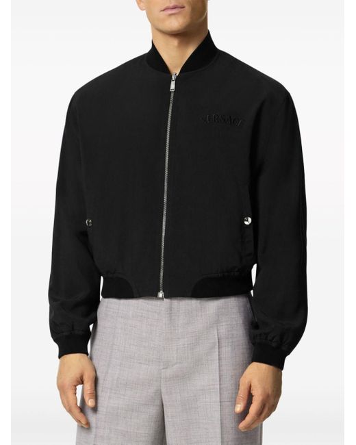 Versace Black Watercolour Couture-print Reversible Bomber Jacket for men