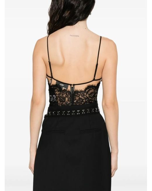 Nissa Black Lace-Embellished Top