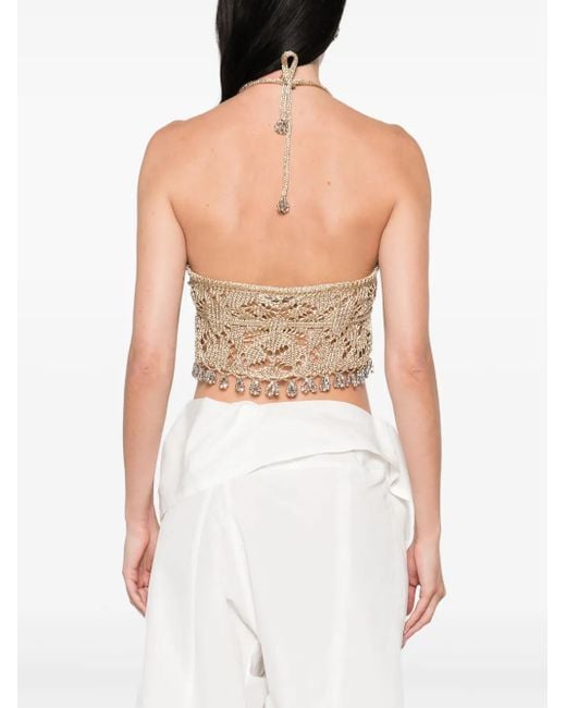 Rabanne Natural Halterneck Embellished Top