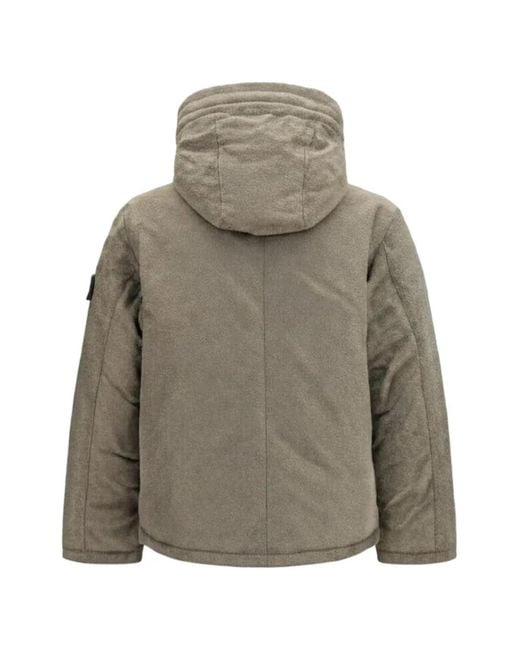Stone Island Green Hooded Logo-Patch Jacket for men