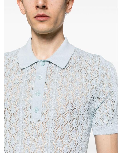 DSquared² Blue Crochet-knitted Polo Shirt for men