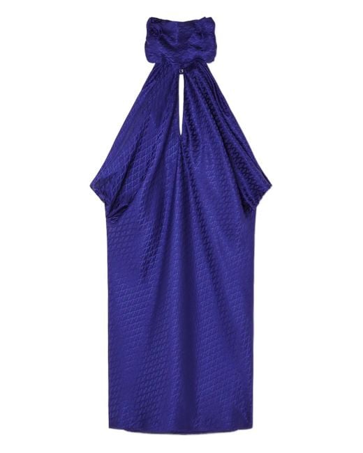 Versace Purple Draped Halterneck Mini Dress