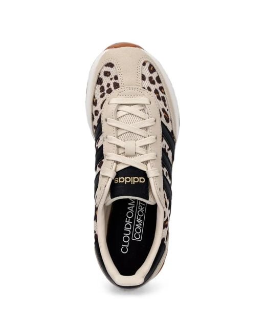 Adidas White Leopard-Print Cloudfoam Sneakers