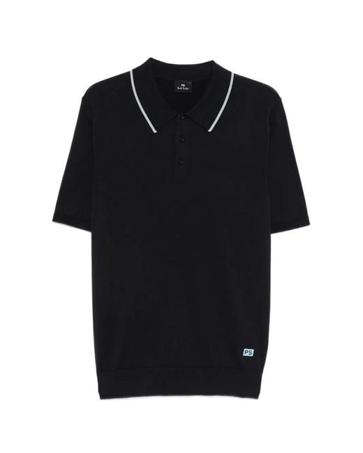Paul Smith Black Piped-Trim Polo Shirt for men