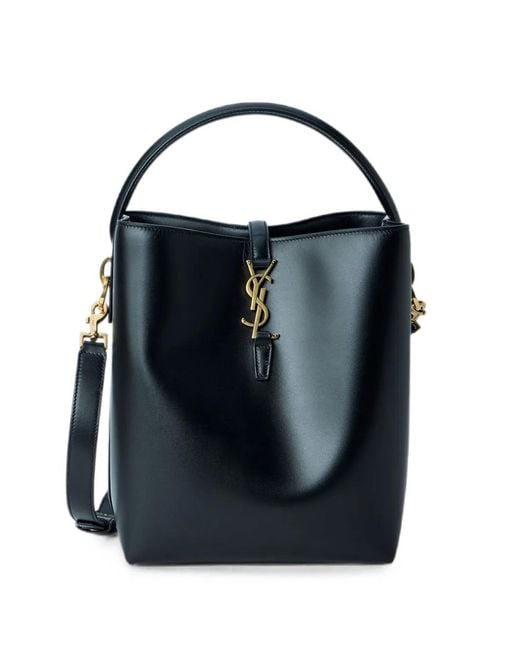 Saint Laurent Blue Le 37 Smooth Leather Bucket Bag