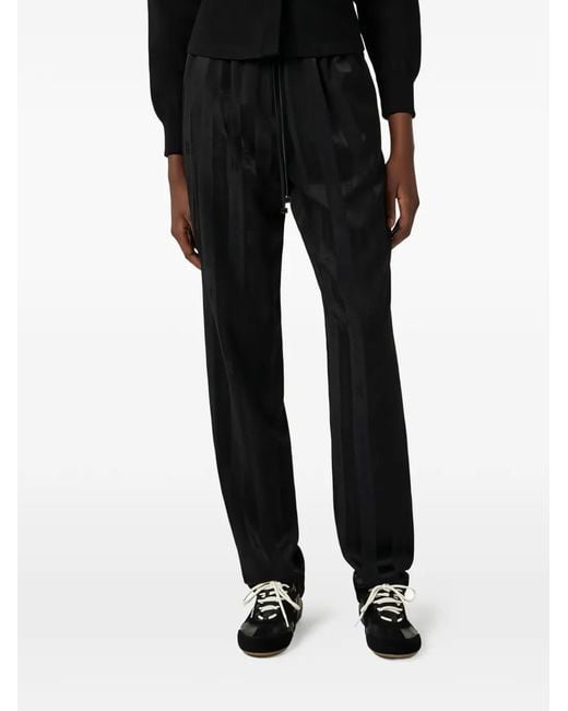 Elisabetta Franchi Blue Satin Trousers With Jacquard Stripes